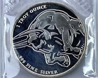 2013 Bull Bear 1oz 999 Silver Round