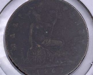 1862 Great Britain Half Penny Nice VF+