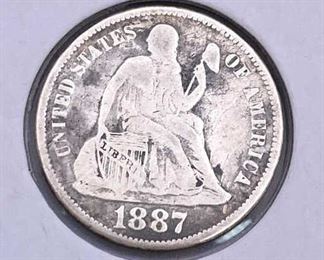 1887-S Silver Seated Liberty Dime