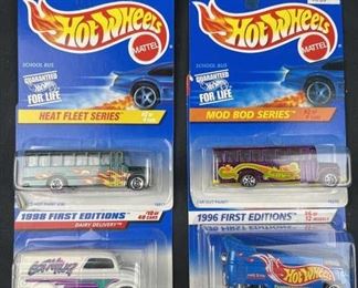 (4) 1990s Bus Style Hot Wheels