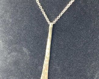 925 Silver Hammered Pendant Necklace