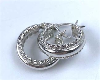 925 Silver Twist Hoop Earrings