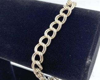 925 Silver Double Link Charm Bracelet