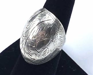 925 Silver Filigree Chunky Dome Ring