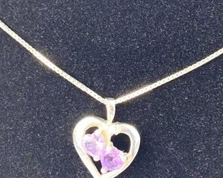 925 Silver Amethyst Heart Necklace