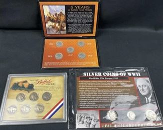Silver Coins of WWII + (2) Buffalo Nickel Sets