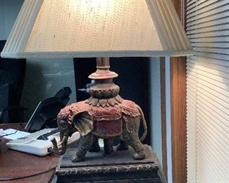 Vintage Elephant lamp on Glass Stand