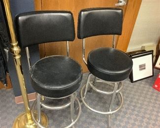 Back Metal and leather backed stools