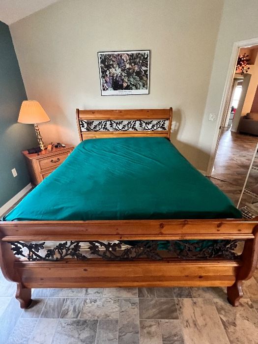 Sold as queens size set
Headboard, footboard, dresser, mirror, night stand  and tallboy $650
