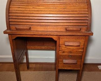 Childs Roll Top Desk and Chair