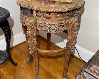 19th Japanese Side Table w/  Marble Top