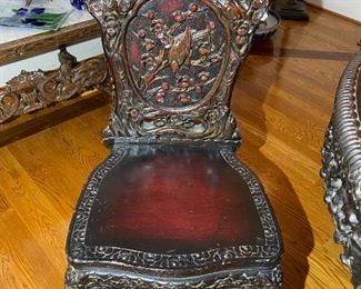 Antique Carved Hardwood Side Chairs
