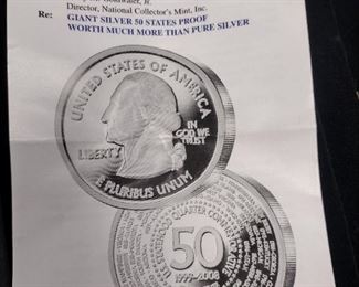 1/4 lb .999 fine silver us 50state quarter