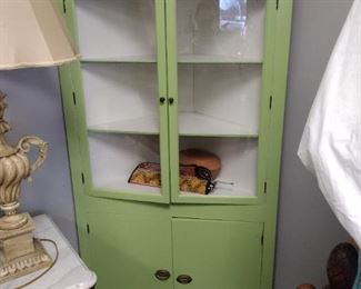lime green corner cabinet 