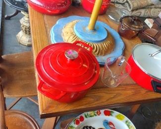table chairs and le Creuset Dutch oven and more 