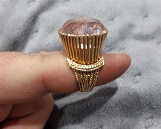 monster 14k gold and 31kt top rated AAA kunzite (the cupcake ring) $9,901.00 appraisal you won't believe what we're going to let this go for!!