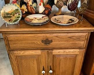 rooster decor, cabinet