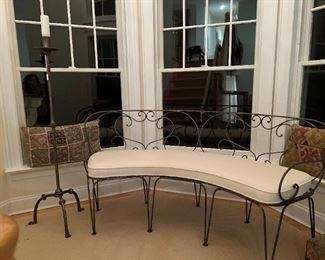 Beautiful French metal curved bench 