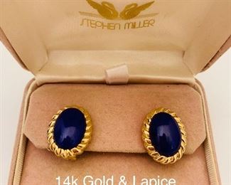 14k Gold and Lapice Earrings