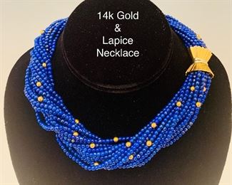 14k Gold & Lapice Necklace