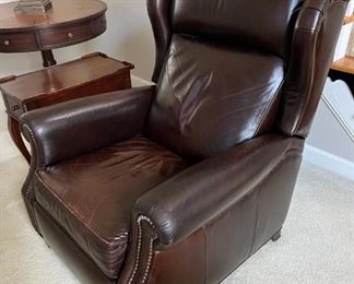Ethan Allen Leather Recliner, Anson Espresso with nail head trim, manual mechanism   