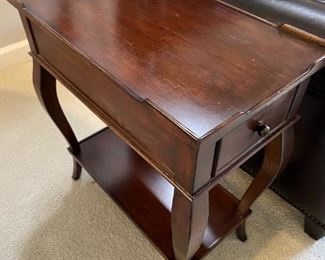Ethan Allen accent table with drawer and shelf