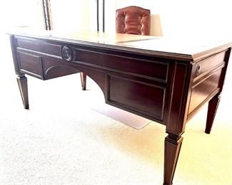 Ethan Allen, Buckley Desk with Leather Top, 66Lx34Dx30H