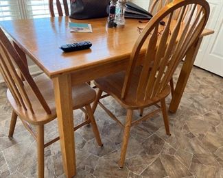 Pine Kitchen Table and 4 Barrel Chairs