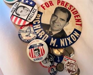 1960’s Kennedy, Nixon, Wallace, political buttons and other collectible buttons