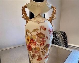 Rudolstadt, antique hand painted gold gilt vase, Germany