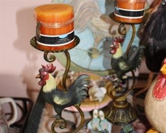 Rooster candle holders- heavy!