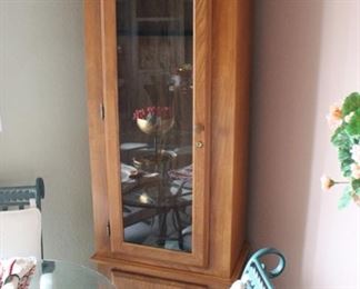Vintage wood gun cabinet with glass and lock