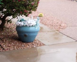 BLUE HEAVY CERAMIC PLANTER - WE HAVE TWO!