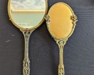 Antique Brush and Hand Mirror