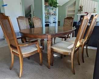 Dining Table with 8 Chairs 44" x 67 1/2" plus 2 20" Leaves