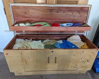 Antique Chest with Baby Clothes