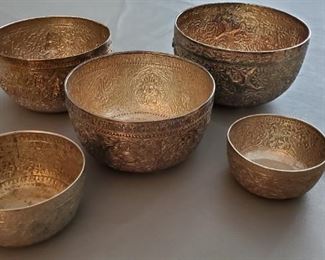 Burmese or Thai silver bowls