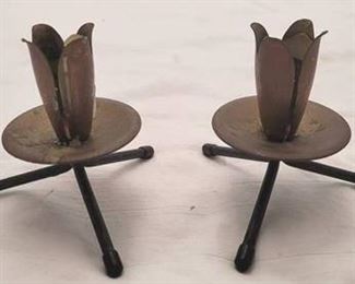 55 - Mid century metal candle holders
