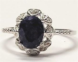 170w - 1.20 Sapphire Sterling Silver Ring size 7
