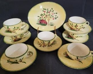 340 - Oval bowl & 7 cups / saucers
