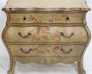 427 - Bombe painted decorated 3 drawer chest 35 x 38 x 19
