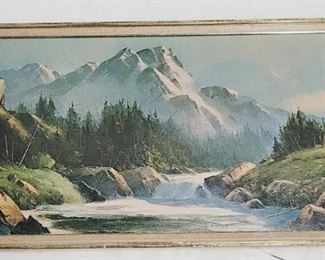 1592 - Framed mountain picture - 27 x 51
