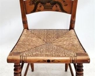 1638 - Signed Hitchcock rush seat chair 31 x 16 x 18
