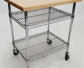 1655 - Metal base, wood top kitchen cart 31 x 26 x 20.5

