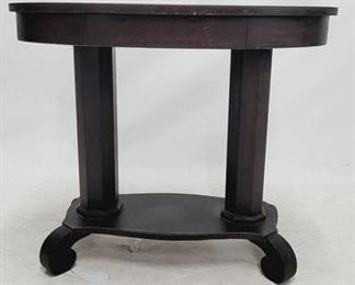 1673 - Vintage oval Empire library table with drawer 30 x 36 x 24
