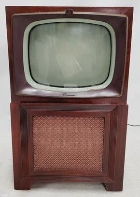 1676 - Vintage 1954 Emerson TV on stand 35 x 20 x 20
