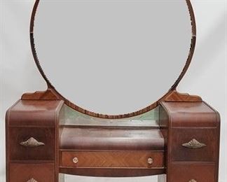 1688 - Waterfall round mirror vanity 62.5 x 45.5 x 18
