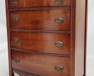 1697 - Mahogany bow front 4 drawer chest 46 x 19 x 34
