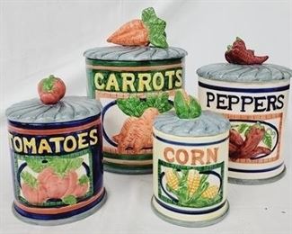 1711 - Ceramic 4 pc canister set Largest 10" tall
