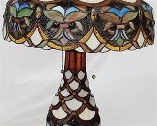 1724 - Stained glass lamp, as is, hole in base - 26"
